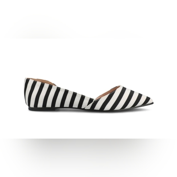 Journee Collection Cortni D'orsay Ballet Flats Black/ White Stripped Size 9 - Picture 1 of 8